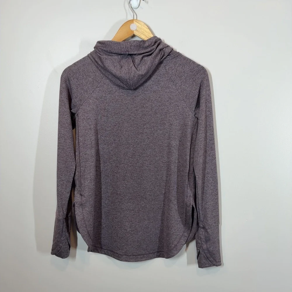 Athleta Womens Cowl Neck Hoodie XXS Purple Heathered Performance Thumbhole